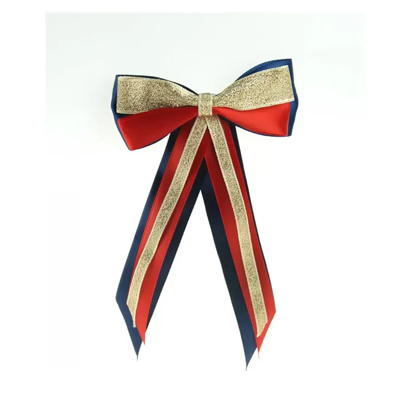 ShowQuest Hairbow and Tails in Navy/Red/Gold