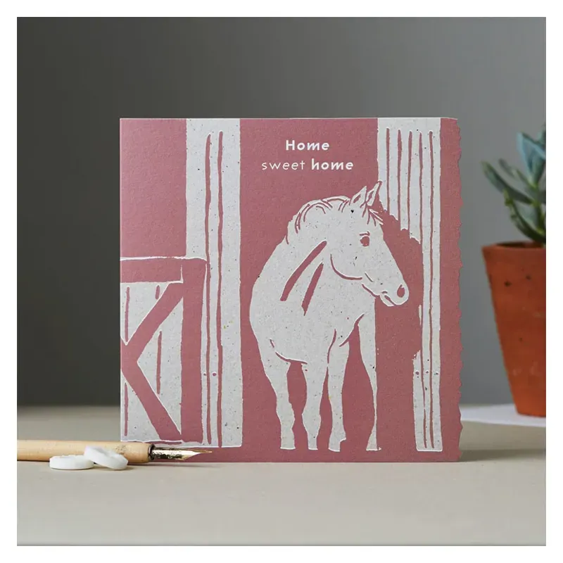 Deckled Edge Colour Block Pony Card - Home Sweet Home