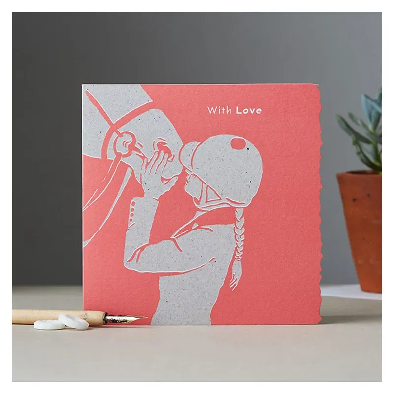 Deckled Edge Colour Block Pony Card - With Love