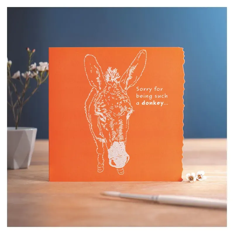 Deckled Edge Colour Block Pony Card - Sorry for Being Such a Donkey