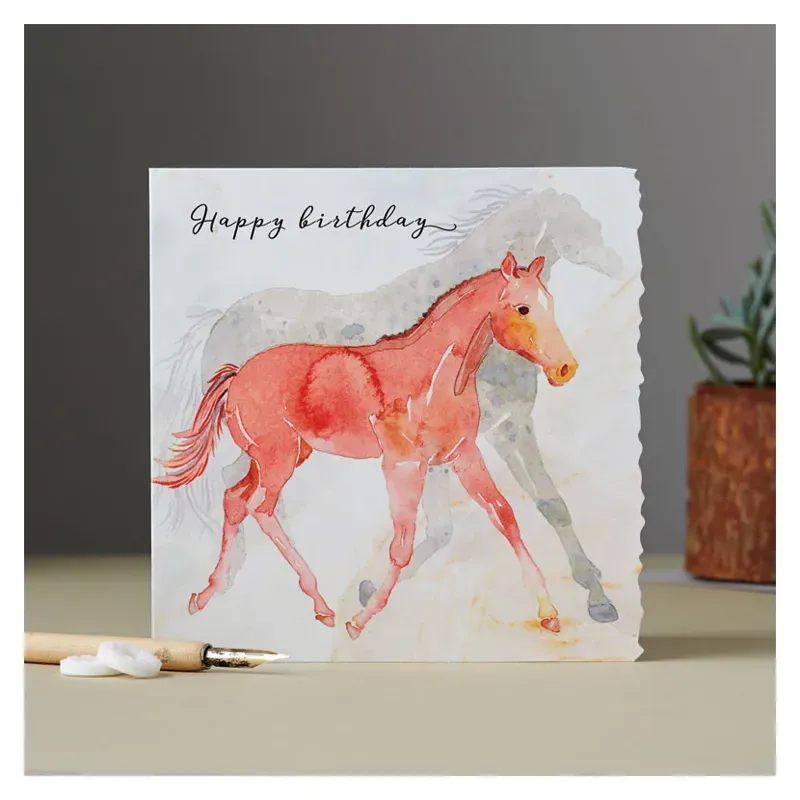 Deckled Edge Fanciful Dolomite Card - Happy Birthday Foal