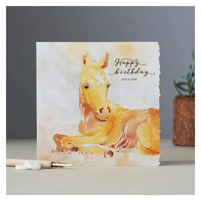 Deckled Edge Fanciful Dolomite Card - Happy Birthday Little Star