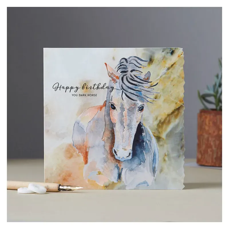 Deckled Edge Fanciful Dolomite Card - Happy Birthday You Dark Horse