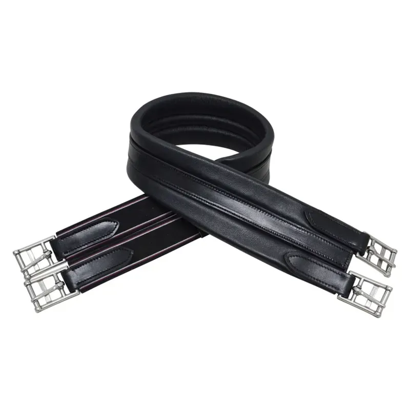 Hy Equestrian Elasticated Padded Leather Atherstone Girth in Black