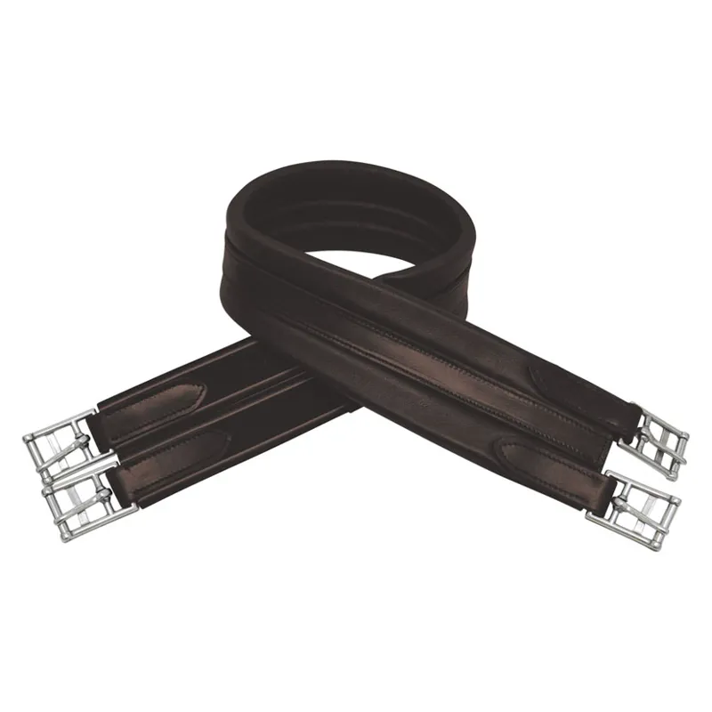 Hy Equestrian Elasticated Padded Leather Atherstone Girth in Brown