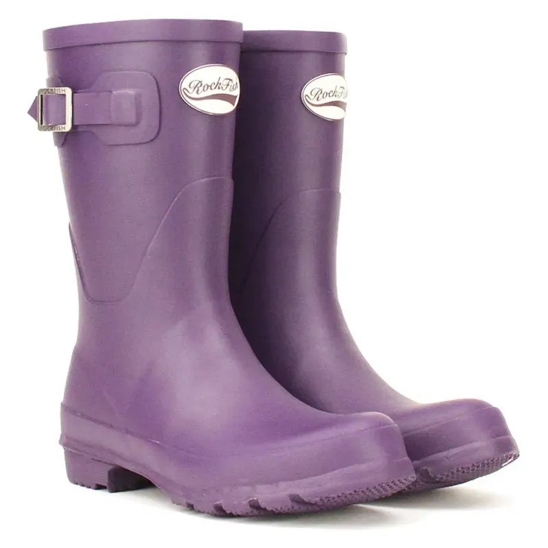 Rockfish Women's Short Matt Wellington Boots in Purple Grape