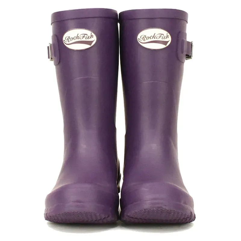 Rockfish Women's Short Matt Wellington Boots in Purple Grape-1