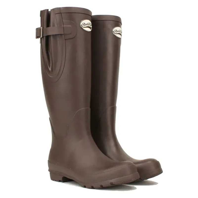 Rockfish Women's Tall Adjustable Matt Wellington Boots in Dark Chocolate