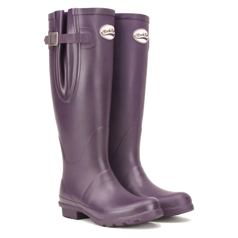 Rockfish Women's Tall Adjustable Matt Wellington Boots in Purple Grape