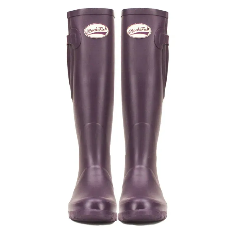 Rockfish Women's Tall Adjustable Matt Wellington Boots in Purple Grape-1