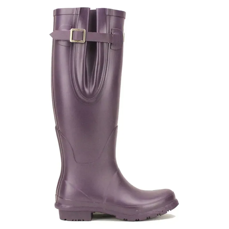 Rockfish Women's Tall Adjustable Matt Wellington Boots in Purple Grape-2