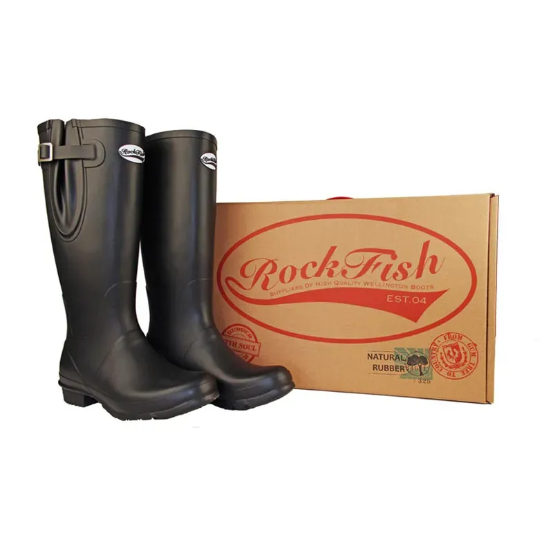 Rockfish Women's Lined Tall Adjustable Matt Wellington Boots in Black