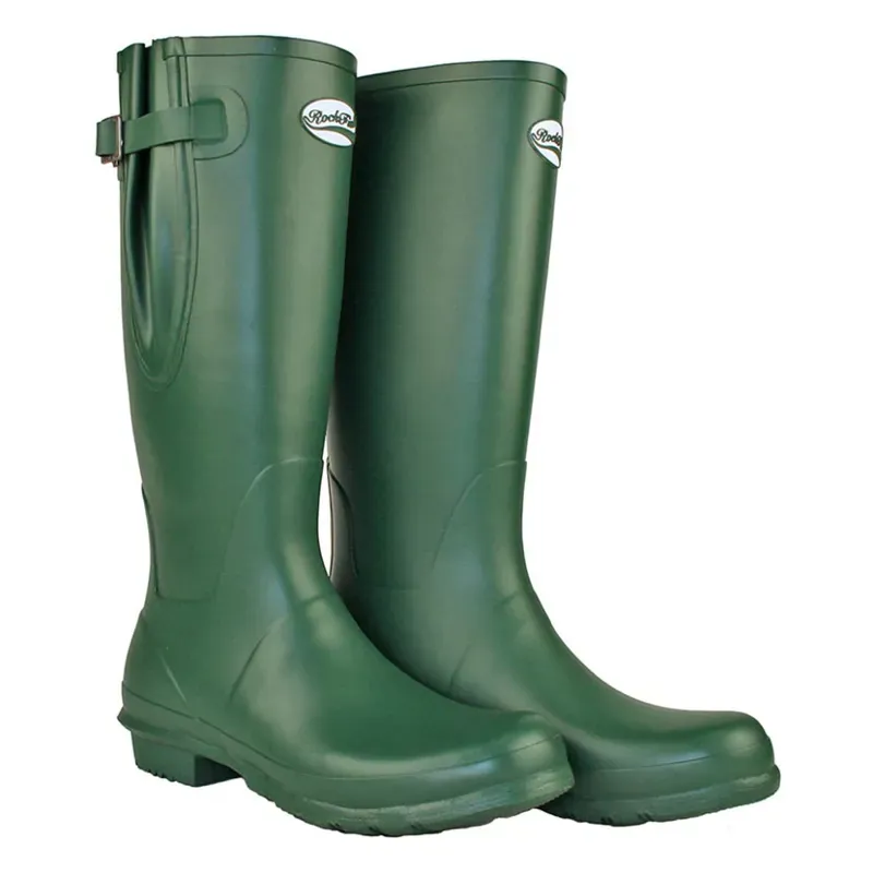 Rockfish Women's Lined Tall Adjustable Matt Wellington Boots in Green-1
