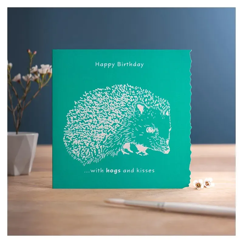 Deckled Edge Colour Block - Happy Birthday - Hogs Kisses