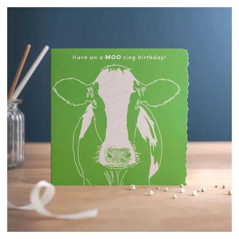 Deckled Edge Colour Block - Happy Birthday - A-moo-zing Birthday
