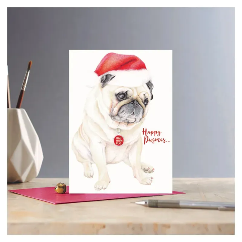Deckled Edge Christmas Card - Happy Pugmas