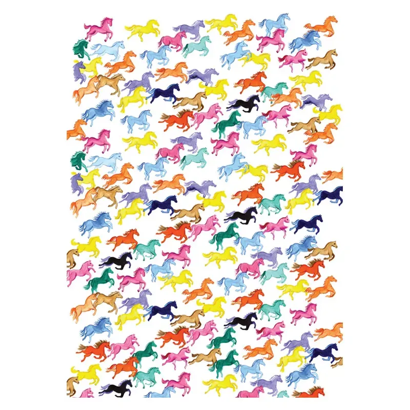 Deckled Edge Gift Wrap - Rainbow Ponies