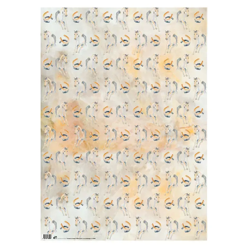 Deckled Edge Gift Wrap - Golden Equine