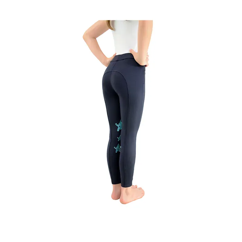Hy Equestrian Theodora Children's Riding Tights in Navy/Teal-1