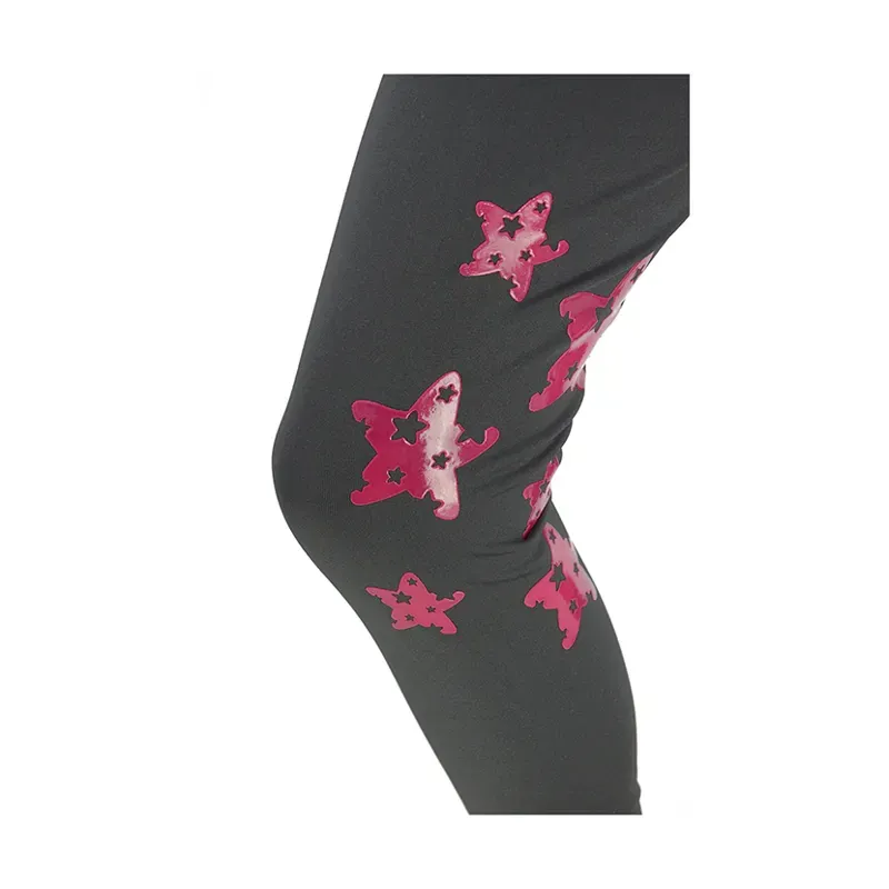 Hy Equestrian Theodora Children's Riding Tights in Grey/Raspberry-1