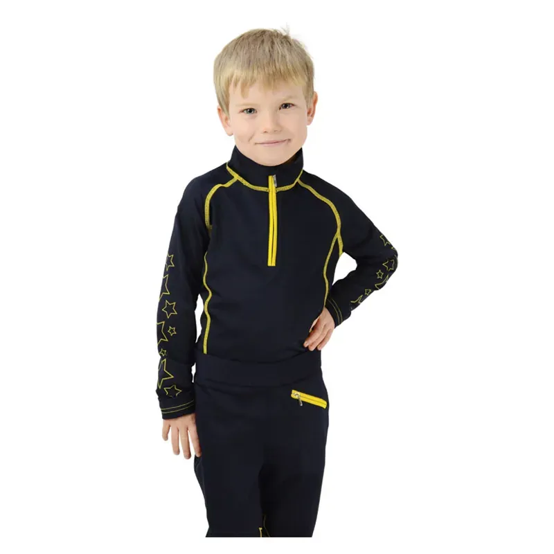Hy Equestrian Stella Children's Base Layer in Navy/Yellow