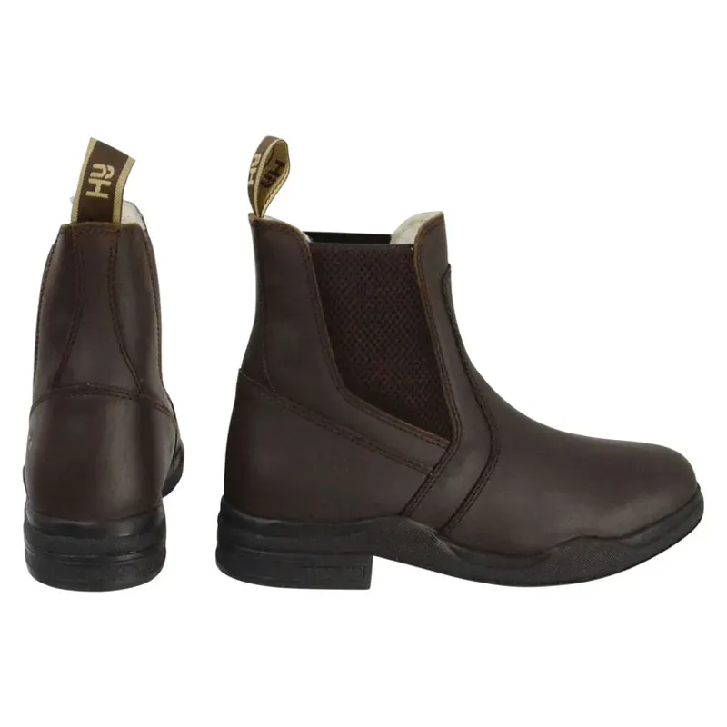 Hy Equestrian Fleece Lined Wax Leather Jodhpur Boot in Brown