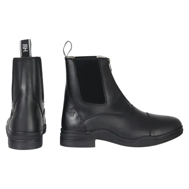 Hy Equestrian Fleece Lined Wax Leather Jodhpur Boot in Black