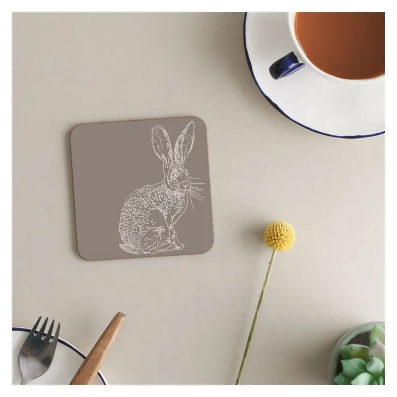 Deckled Edge 6-pack Melamine Coasters - Hare