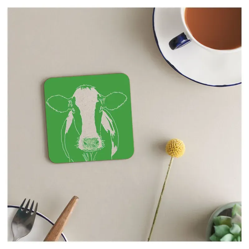 Deckled Edge 6-pack Melamine Coasters - Cow