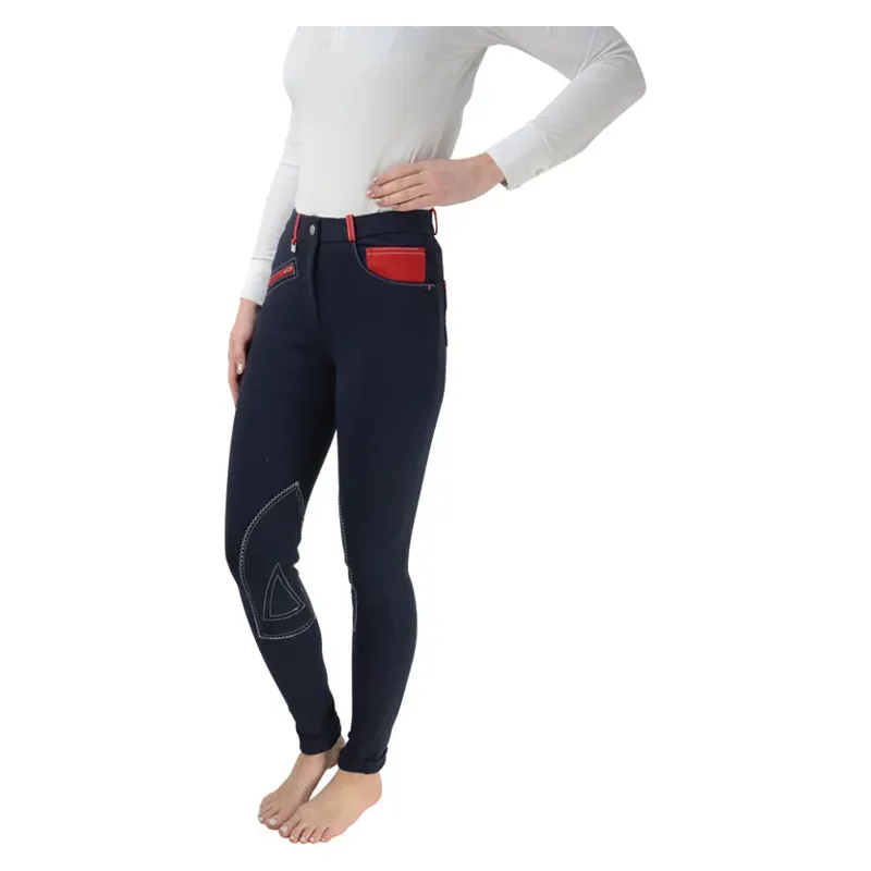 Hy Equestrian Diesel Ladies Jodhpurs in Navy/Red