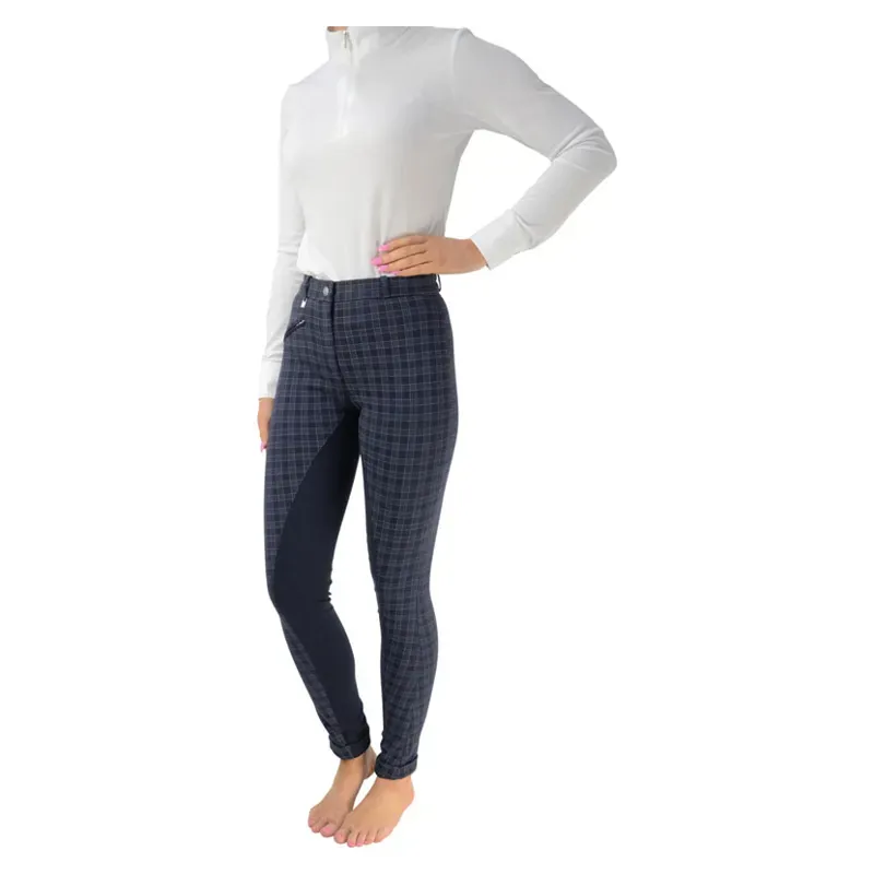 Hy Equestrian Harby Ladies Jodhpurs in Navy Check