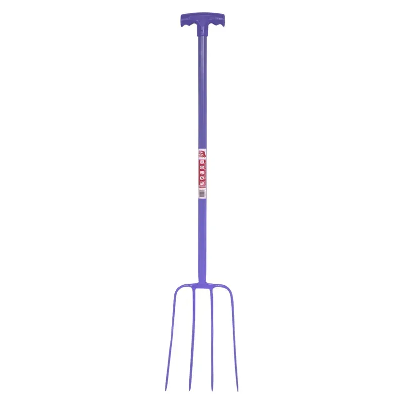 Faulks and Company Red GorillaT Handle 4 Prong Manure Fork in Purple