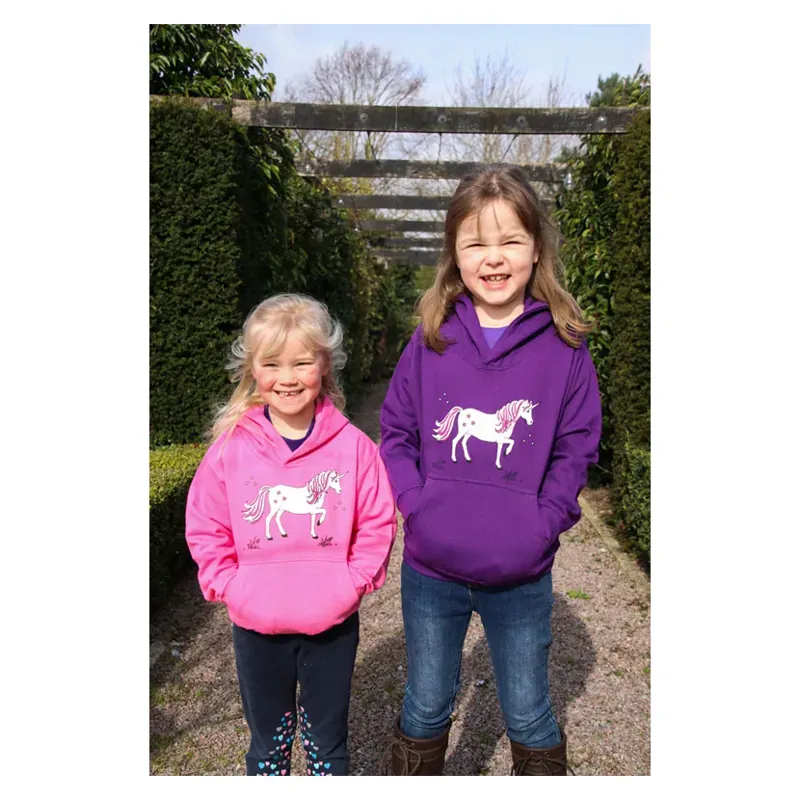 British Country Collection Age 3-4 Dancing Unicorn Childs Hoodie in Purple