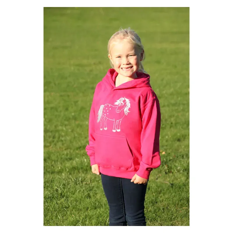 British Country Collection Age 1-2 Twinkle Pony Glitter Hoodie in Fuchsia