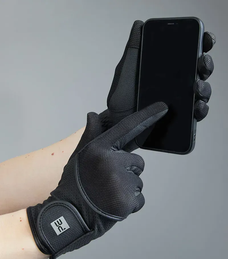 Premier Equine Presa Junior Mesh Riding Gloves in Black