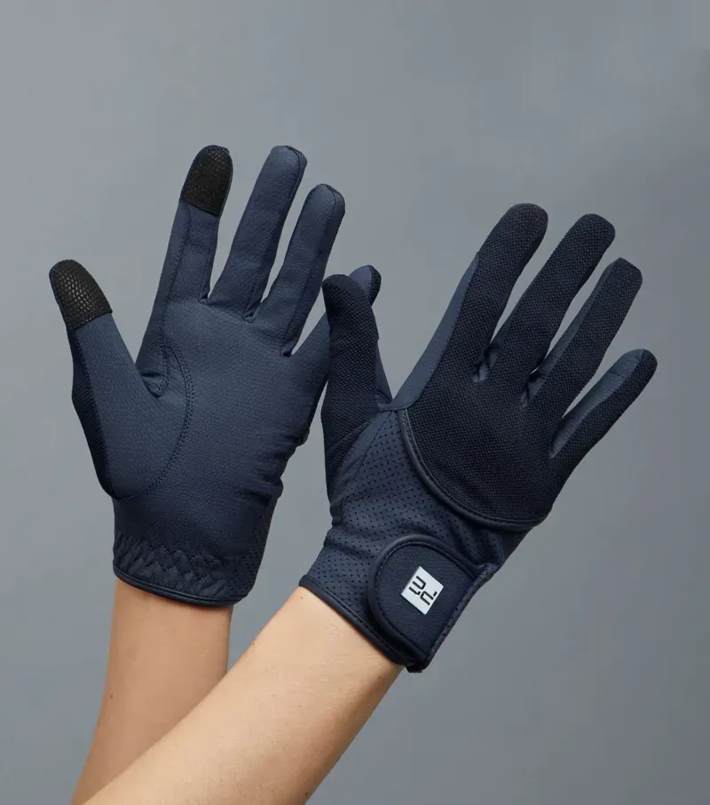 Premier Equine Presa Mesh Riding Gloves in Navy