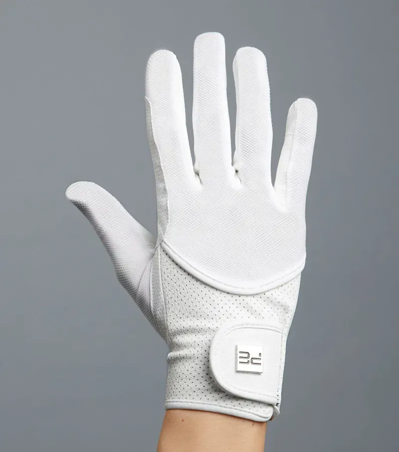Premier Equine Presa Junior Mesh Riding Gloves in White-4