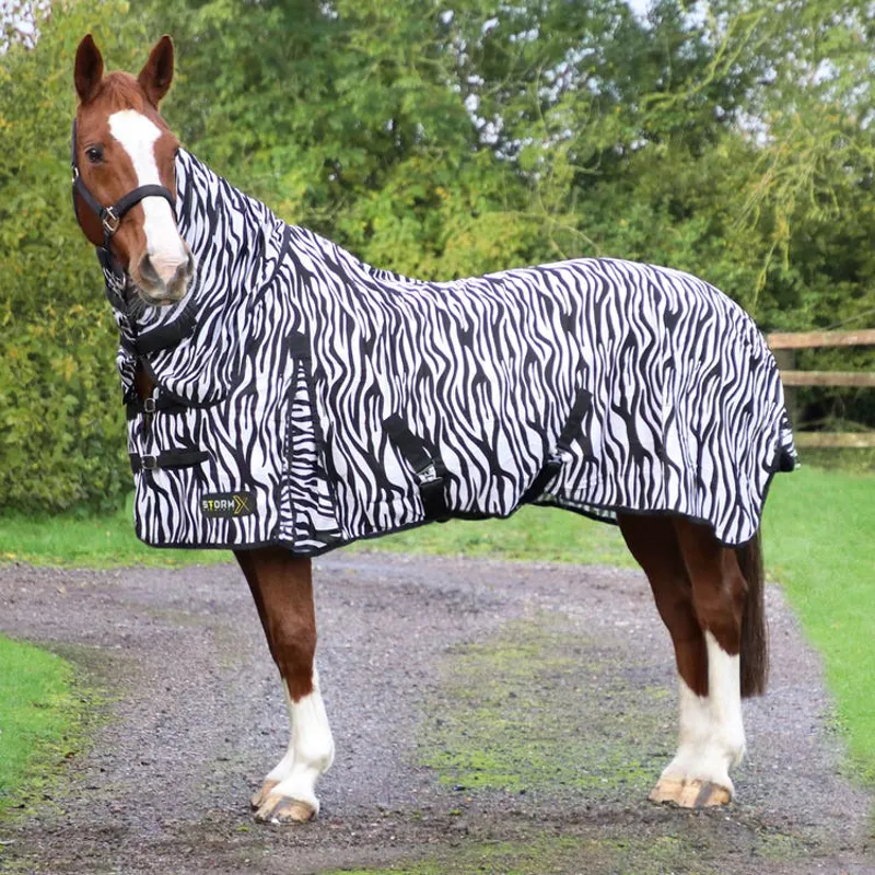 StormX Original Zebra Print Fly Rug - - Black/White