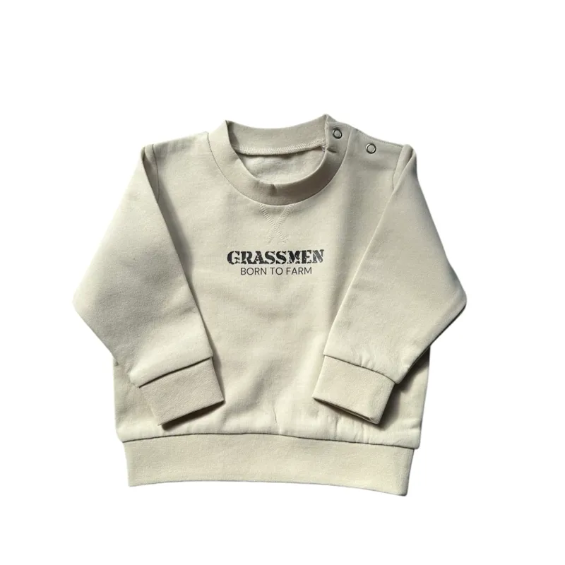 Grassmen Born To Farm Sweatshirt - Light Stone