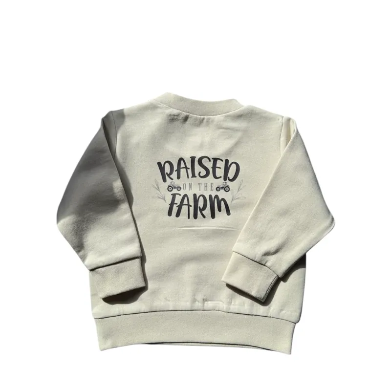 Grassmen Born To Farm Sweatshirt - Light Stone-1