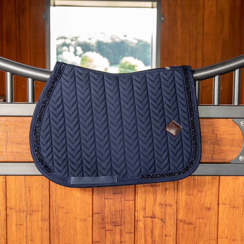 Kentucky Horsewear Glitter Stone Saddle Pad Jumping Navy Full-1