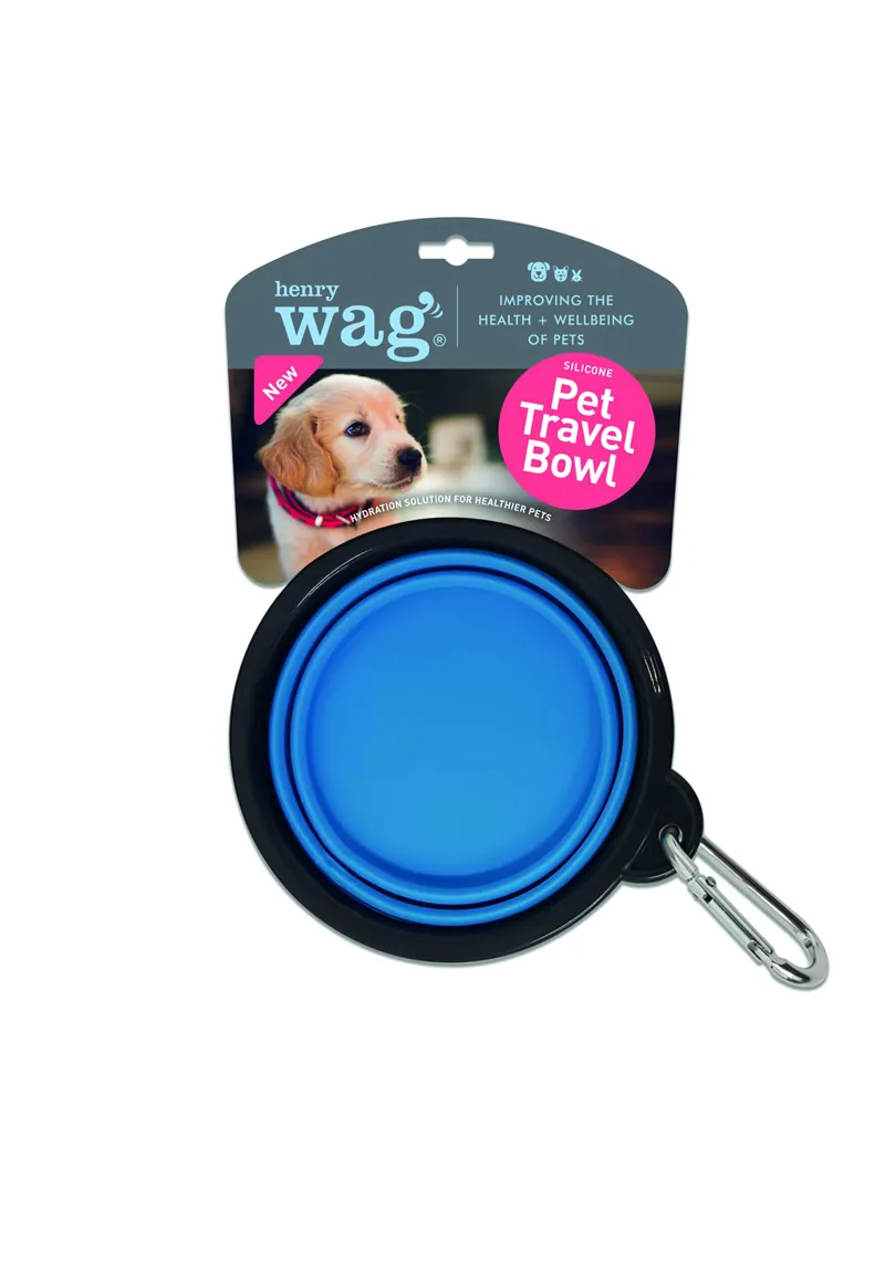 Henry Wag Pet Travel Bowl - Small 350 Ml BlueE small 350ml