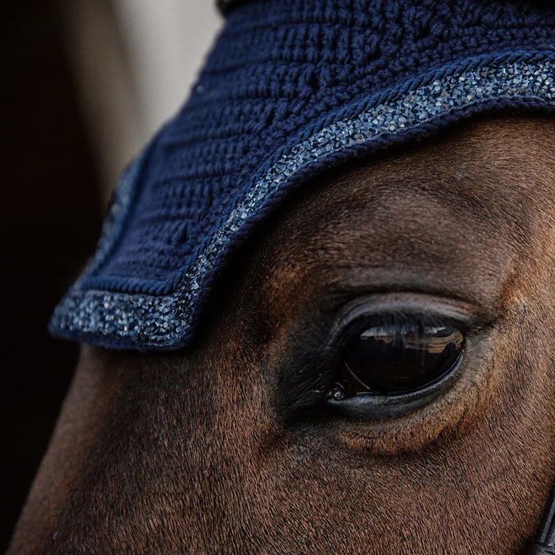 Kentucky Horsewear Glitter and Stone Fly Veil Navy Full Soundless Ears-2