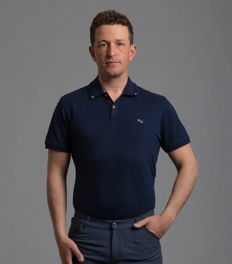 Premier Equine Respiro Riding Polo Shirt in Navy