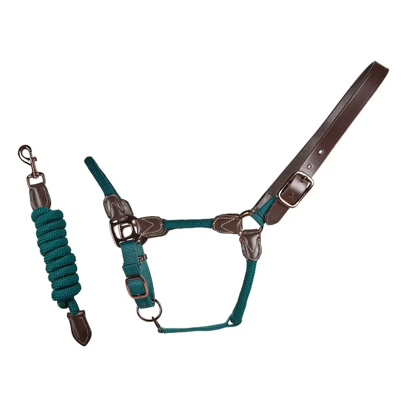 Cameo Rope Leather Headcollar and Leadrope-1