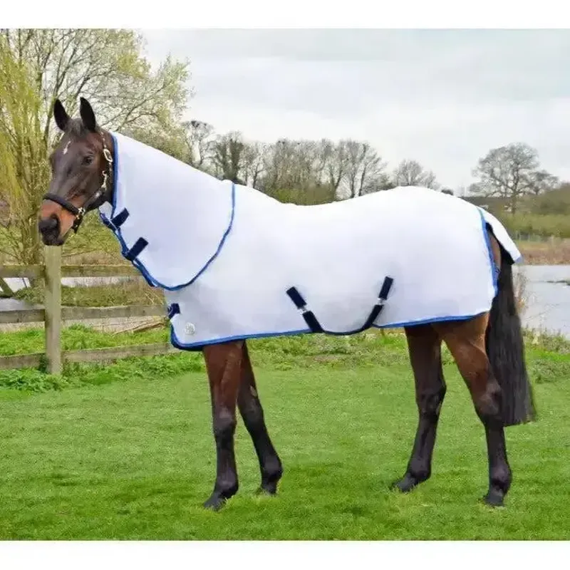 Hy Signature Guard Detachable Fly Rug - - White Bound Navy/Blue