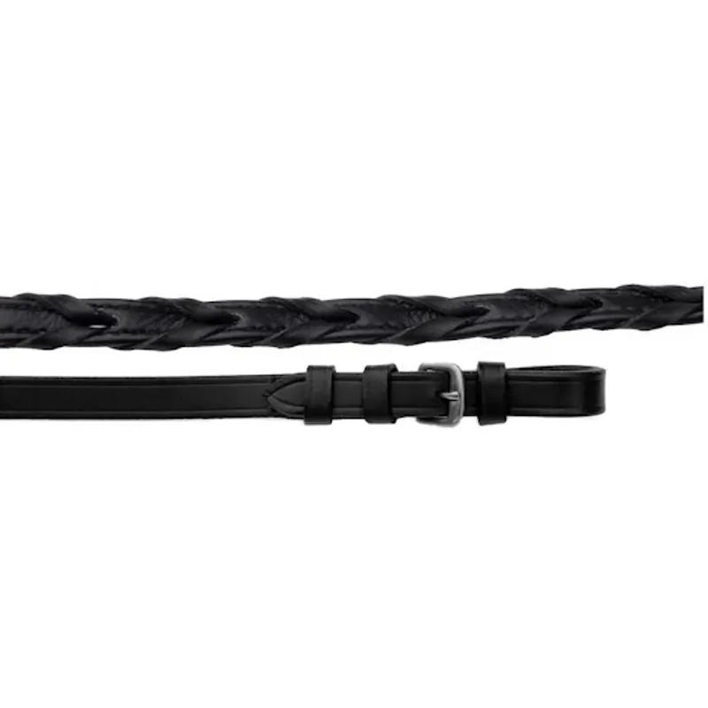 Rhinegold Softee Leather Laced Reins-Black