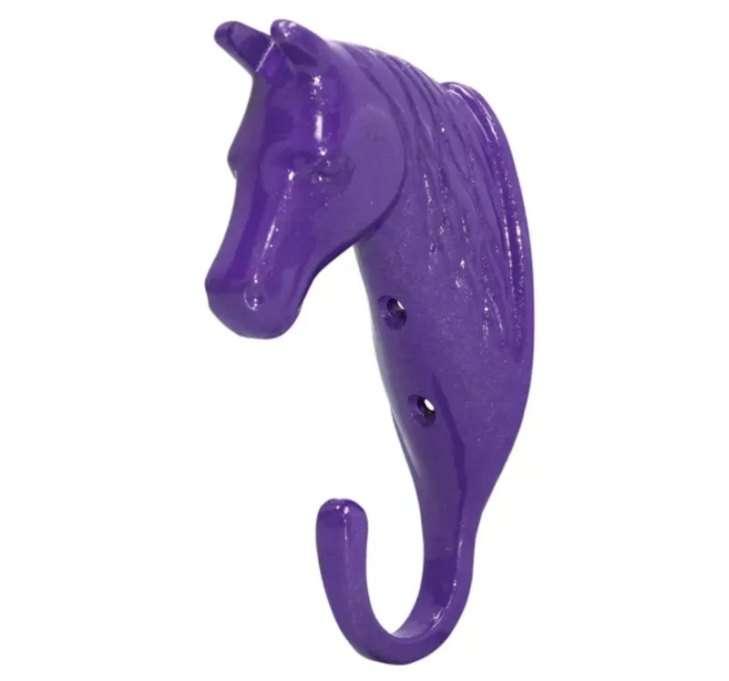 Perry Equestrian Horse Head Single Stable/Wall Hook in Purple