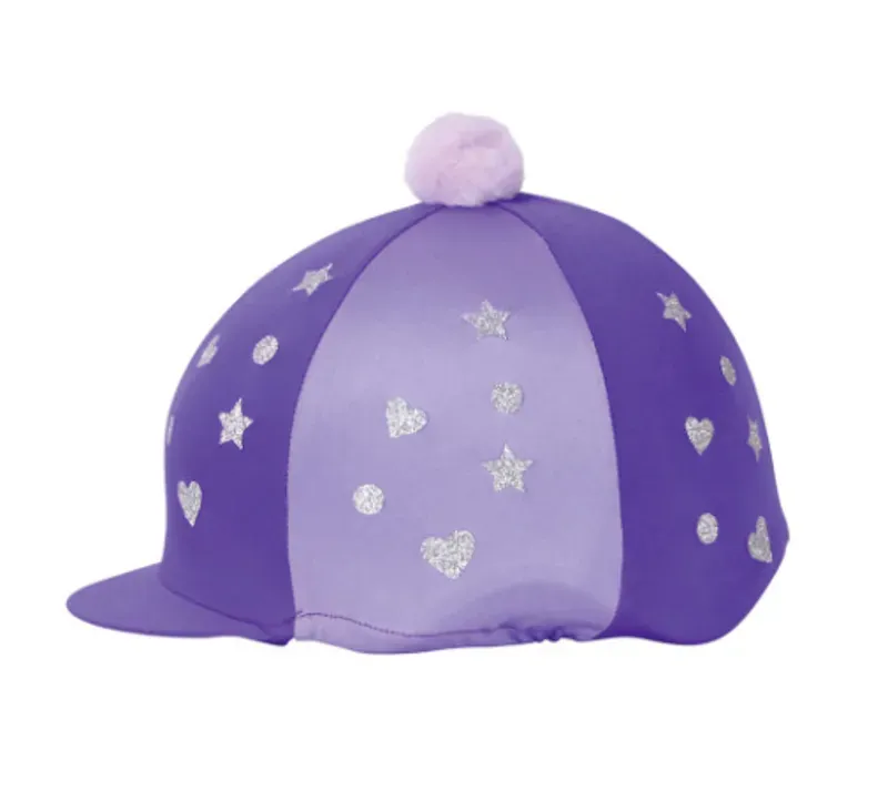 Hy Equestrian Glitter Magic Hat Cover in Purple/Lilac