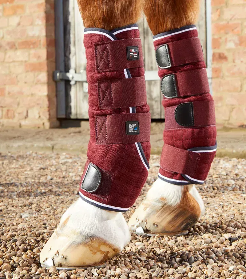 Premier Equine Quick Dry Horse Leg Wraps in Burgundy